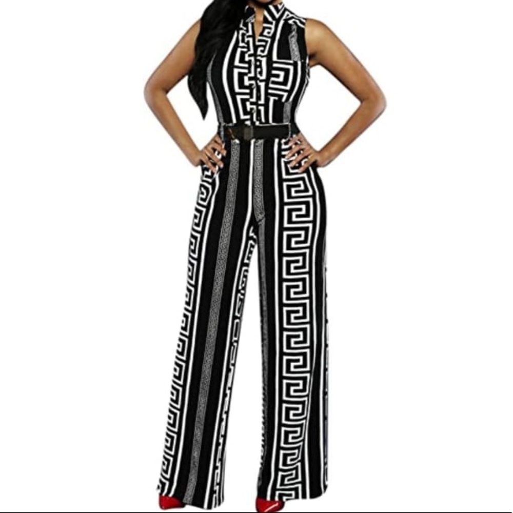 COPY - Vesace print Pink Queen Womens Button Up Printed Long Wide Leg jumpsuit